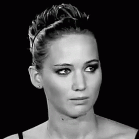 Jennifer Lawrence noping in black and white