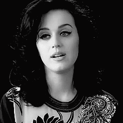 Katy perry talking and smiling in black and white